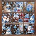 Blue Christmas window clings with Santa, reindeer, and snowflakes for holiday glass decor - 9-Pack Set BQ(533-538)+(541-543)