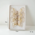 Three cream and gold mesh butterfly clips with pink faux pearls in white gift box - Cream Gold Glitter Faux Pearl Style