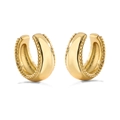 Polished gold-plated C-shaped ear cuffs with retro milgrain bead edges for women - Gold Smooth Milgrain Edge / 1 Pair