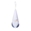 White and gray Christmas gnome ornament with soft beard and pointed hat hanging decoration - Solid Gray Hat