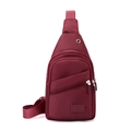 Bolso de pecho cruzado rojo en tela Oxford con correa ajustable y bolsillos con cremallera - Rojo