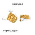 Golden irregular crinkled texture earrings with lava style design in 18K gold finish - Irregular Wrinkle Style / Gold Stud Earrings (YYE023477-G)