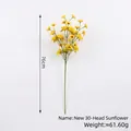 Artificial 76cm sunflower spray with 30 small yellow heads for indoor floral decoration - New 30-Head Sunflower