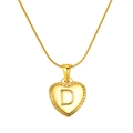 Collar de acero inoxidable bañado en oro de 18K con corazón y la letra D - Corazón Letra D (S-P151-D)