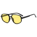 Classic double bridge pilot sunglasses with black frame and yellow tinted lenses - Black Frame Yellow Lens