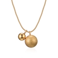 Minimalist gold stainless steel necklace with frosted and polished double ball pendants - Gold Double Ball Pendant