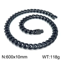 Classic 10mm black stainless steel Cuban link chain necklace for men in 600mm length - 600mm x 10mm (KN225362-Z)