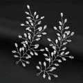 Ensemble d'épingles à cheveux de mariée en cristal argenté au design de feuilles - Lot de 2 / Argenté