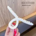 White acrylic hair claw clip in minimalist arched design for high ponytail styling - Approx 4.0x10.8cm / 18# Cream White Minimalist Cross Style