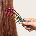 Rainbow gradient wide tooth comb for detangling long wavy hair in lightweight plastic - Electroplated Iridescent