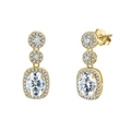 Elegant 18K gold plated S925 sterling silver drop earrings with oval cubic zirconia - Lze59-14k