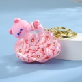 Porte-clés mignon ours endormi sur nuage avec paillettes de fleurs roses - Boucle Or Clair + Ours Nuage / Rose
