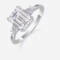 Elegant S925 sterling silver ring featuring emerald cut moissanite with side stones - US Size 7 / R12948 Moissanite Octagon 8*10+2 Stones