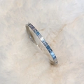 Minimalist silver titanium steel bangle with square cubic zirconia insets - Silver