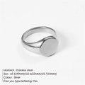 Anillo de sello minimalista de acero inoxidable plateado con grabado personalizado - US 5(49MM) / Color Acero