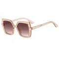 Square peach pink glitter kids sunglasses with gradient lenses and pearl accents - C5-Transparent Tea Frame Gradient Tea Lens