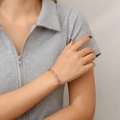 Bracciale in acciaio inossidabile placcato oro 18k con ciondoli rosa per donna - Disco Rotondo 6mm / Viola