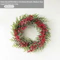 35cm Medium Christmas wreath with frosted red berries and snowy pine needles - Medium / 35CM Red Berry Snowy Wreath