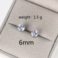 Detail of 6mm round zircon stud earring in silver setting with 1.5g weight specification - 6mm / Platinum