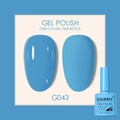 Light blue gel nail polish G043 in 7.5ml bottle with glossy and matte finish effects - Light Blue (043)