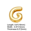 Macro shot of gold bubble letter G charm with detailed 16mm x 13mm size dimensions - Gold G