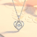 Elegant heart pendant necklace with a shimmering central zircon and silver-plated finish - White Diamond Necklace Xl-5