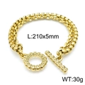 Goldenes zweilagiges Kettenarmband mit Totenkopf-Knebelverschluss 210x5mm und 30g Gewicht - Goldener zweireihiger Totenkopf-Knebelverschluss-Stil (KB143964-Z)