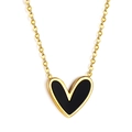 Collar dorado con colgante de corazón negro y un detalle metálico en forma de V - Oro + Corazón Negro con Patrón V (NE2B080BG)