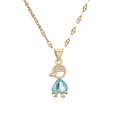Collana dorata con gemma a cuore blu e ciondolo bambino con zirconi incastonati - Azzurro