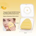 Triangle Rubycell makeup sponge in yellow with storage case, measuring 6.9cm x 6.5cm - Happy Mango Squeeze Puff (Yellow)