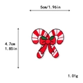 Christmas candy cane embroidery patch with red bow for DIY festive fabric decoration - 5x4.7cm / 11160-Double Candy Canes with Bow
