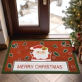 Weihnachts-Türmatte mit Weihnachtsmann und Merry Christmas Schriftzug in Rot und Grün - Stil-Weihnachtsmann Banner