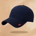 Deep blue cotton baseball cap featuring high-quality A-KURTZ 3D embroidery detail - Adjustable / Letter Style Navy Blue
