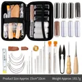 Heavy-duty canvas and leather sewing tool kit with black zipper storage bag and essentials - Multifunctional Sewing Tool Set (KQPT-FRTZ033)
