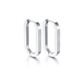Minimalist silver rectangular U-shaped stainless steel earrings with sleek matte finish - Rectangular Silver