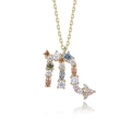 S925 sterling silver Scorpio zodiac necklace with colorful zircon stones in gold finish - Scorpio / 925 Silver
