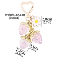 Porte-clés de sac à dos fraise rose avec chaîne dorée et petite marguerite blanche - K00891-03 Fraise Rose Pailletée avec Marguerite