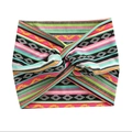 Bohemian wide crossed headband with colorful ethnic patterns for yoga and sports - Pastel Geometric