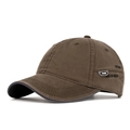 Gorra de béisbol de algodón lavado marrón oscuro con textura vintage y bordado lateral - Ajustable / café