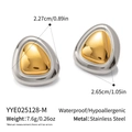 Boucles d'oreilles en acier inoxydable étanches et hypoallergéniques dorées - Style Triangle Goutte d'eau Bicolore Or et Argent (YYE025128-M)