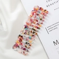 Colorful acetate marble hair comb with anti-static design and wavy scalloped edges - Rainbow