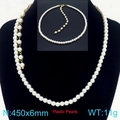 French vintage pearl necklace with 6mm white beads and golden buckle for women - Plastic Pearl Simple Style (KN290604-Z)