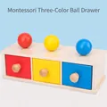 Montessori wooden three-color ball drawer toy for toddlers in red, yellow and blue colors - 3-Color Drawer Box 0.9kg