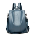 Zaino moda grigio-blu in pelle PU con logo BALIDAISHU e chiusura in metallo argentato - Azzurro
