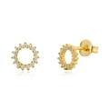 Elegante s925 Silber Nadel Sonnenblumen Ohrstecker mit Zirkonia Vergoldung für Damen - Hohlring-Stil / Gold