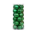 24-piece set of 3cm green Christmas baubles in matte, glossy, and glitter finishes - 3cm Cylinder Tube / Dark Green