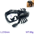 Pulsera de hombre rey escorpión negro en acero inoxidable, 50mm ancho, 210mm largo - Negro