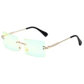 Frameless rectangle sunglasses with gold metal frame and green gradient lenses - Gold Frame Light Green Mirror