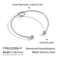 Detail showing the 5.9cm inner diameter and 6g weight of this silver stainless steel cuff - Silver (YYBL023066-P)