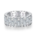 S925 sterling silver eternity ring with baguette and round zircon stones for couples - US 5 / Silver
